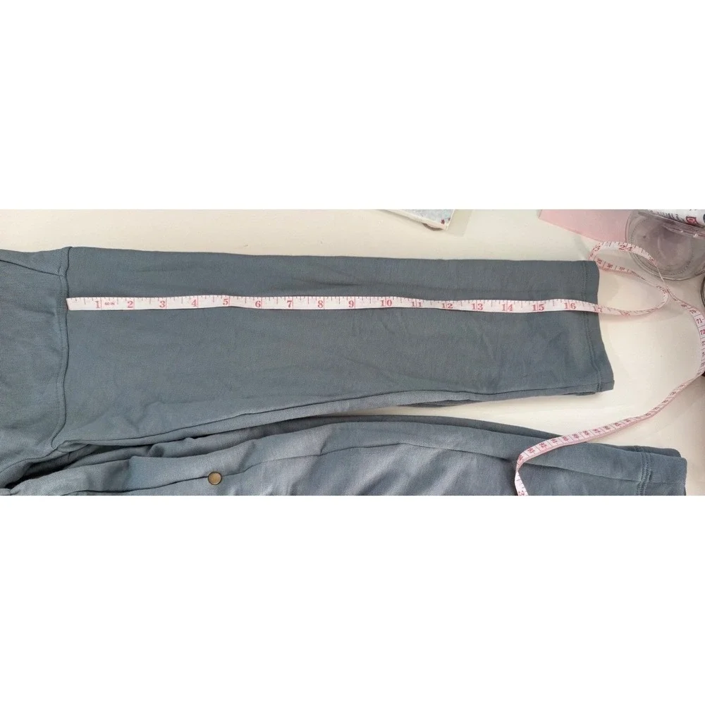 Soft Surroundings Hooded‎ Henley Midi Dress Blue Grey Elastic Waist Small